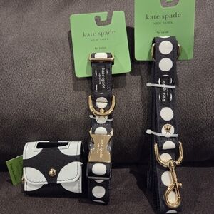 Kate Spade Black and White Polka Dot Pet Set (M/L)